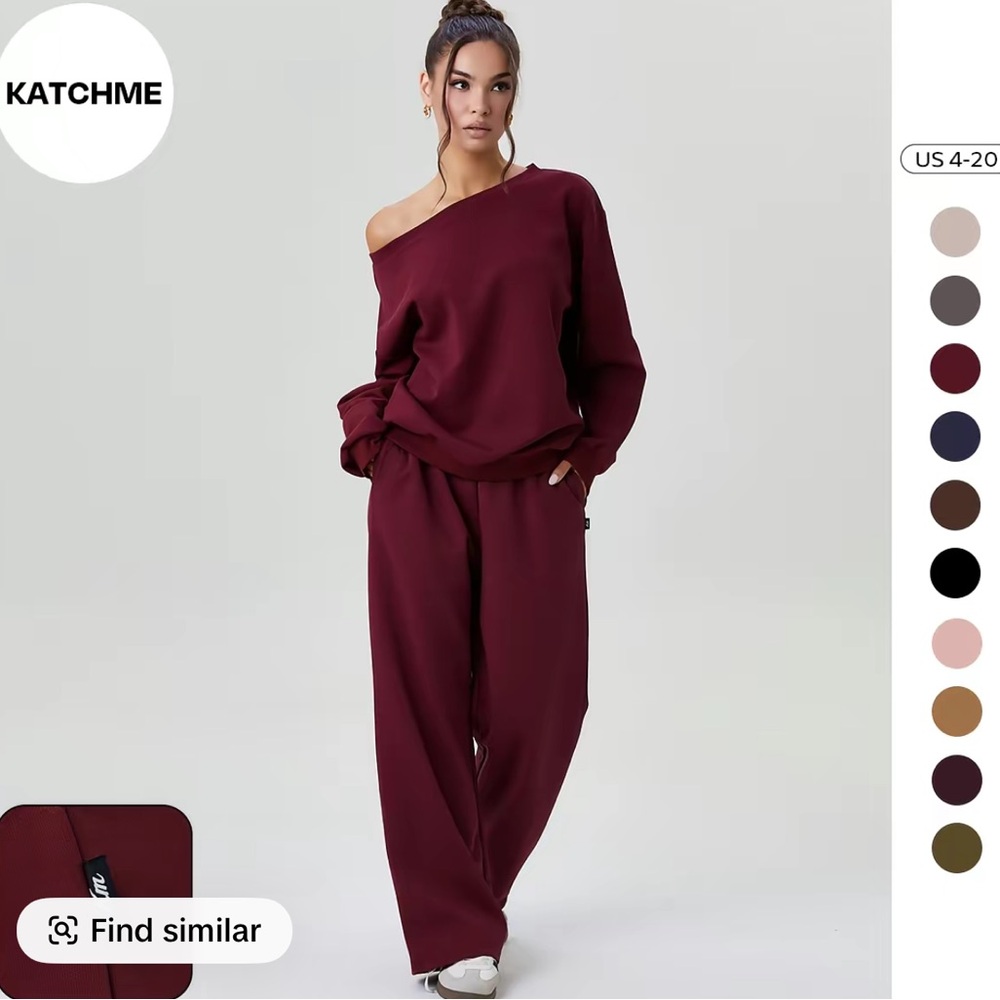 KatchMe 2 sets TikTok shop 4 pcs brown and burgundy. Worn once each. Small
